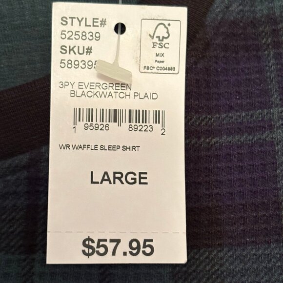 Lands End Waffle Henley Sleep Shirt   Size: Large NWT - Picture 7 of 13